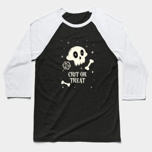 Crit or Treat Halloween Trick or Treat Polyhedral D20 Dice Baseball T-Shirt